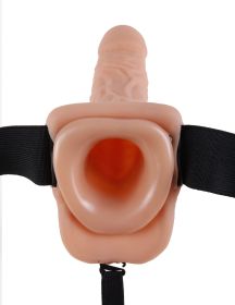 Fetish Fantasy Series 7-Inch Vibrating Hollow Strap-on With Balls - Flesh