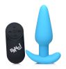 21x Silicone Butt Plug With Remote - Blue