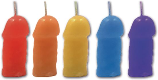 Rainbow Pecker Party Candles - 5 Pack